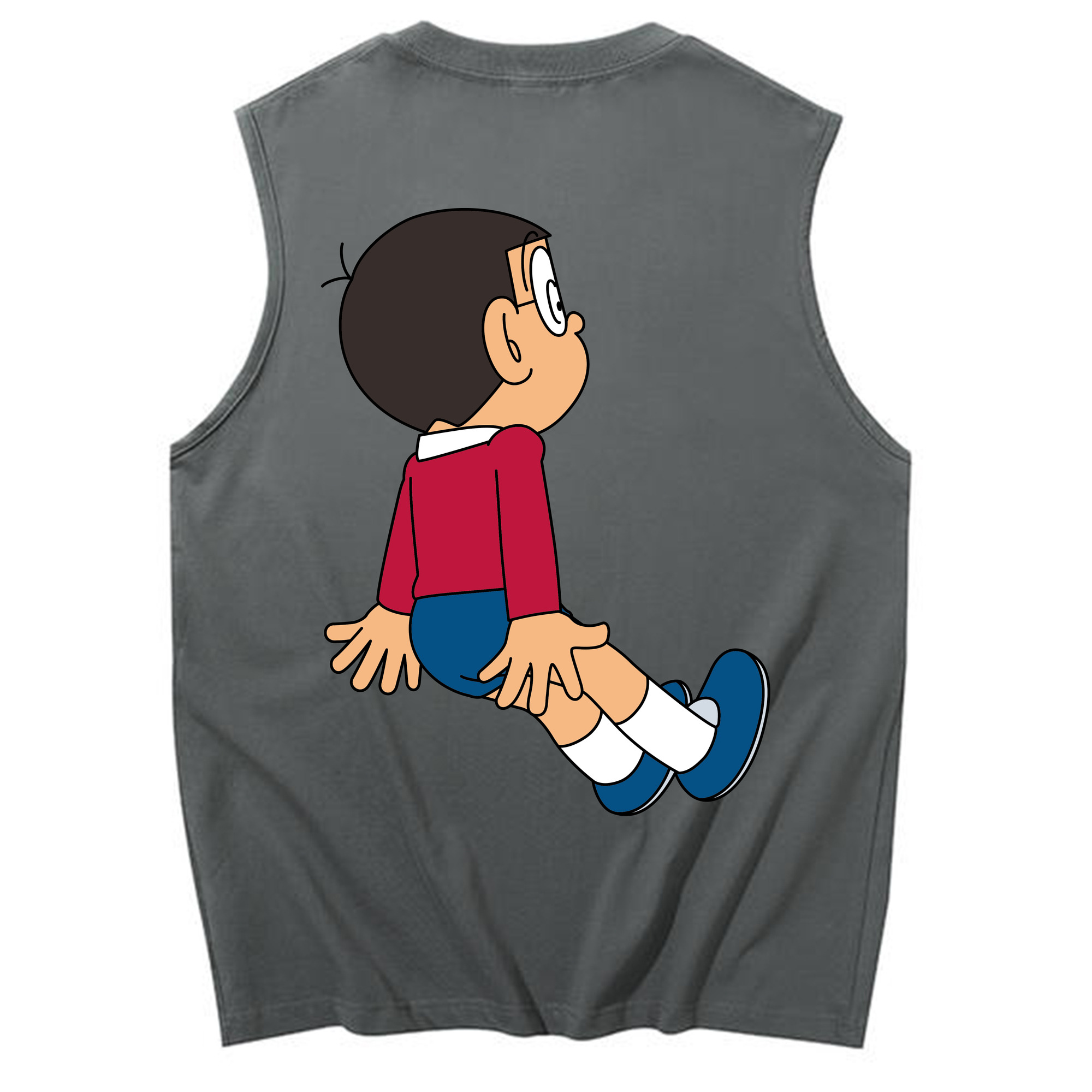 （画像用） ドラえもん 野比 のび太 Doraemon Nobita Nobi コットン100％タンクトップ（背面プリント）